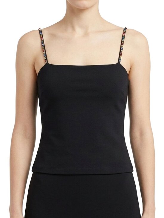 STAUD Tops - STAUD Black Rainbow Rhinestone Strap Square Neck Camisole Top M